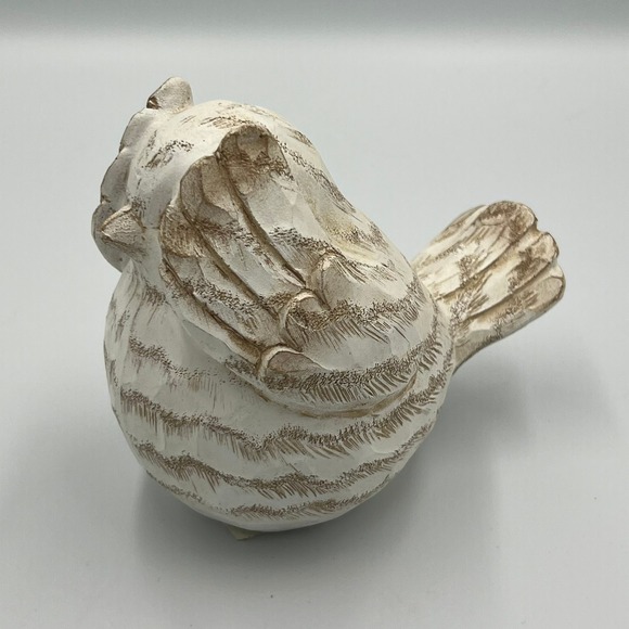 Other - Bird Figurine Home Decor Small White Brown Very Good Faux Wood Carved